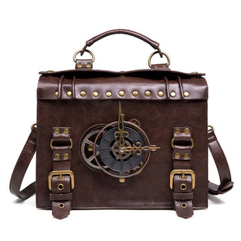 RETRO CLOCK DECORATIVE PUNK SHOULDER BAG