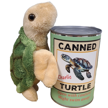 Canned Sea Turtle Stuffed Animal Plush w/Jokes | Unique Gift: Pop Top Lid