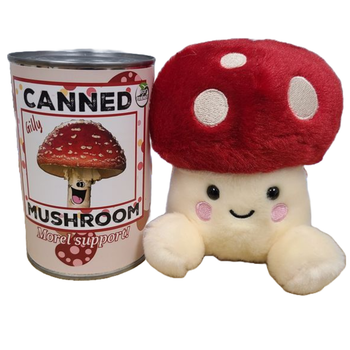 Canned Mushroom - Amanita Mushroom Plush Gift in Can w/Jokes: Standard Lid