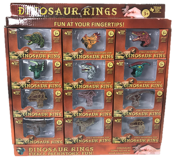 Dinosaur Ring Display Set, x12 Rings Assortment