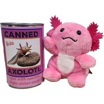 Canned Axolotl | Stuffed Animal Plush w/Jokes | Unique Gift: Standard Lid
