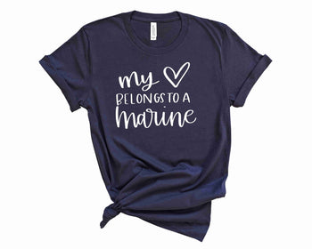 My heart belongs to a marine - Graphic Tee: Large