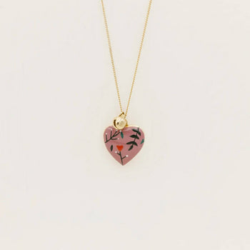 Floral Enamel Heart Locket